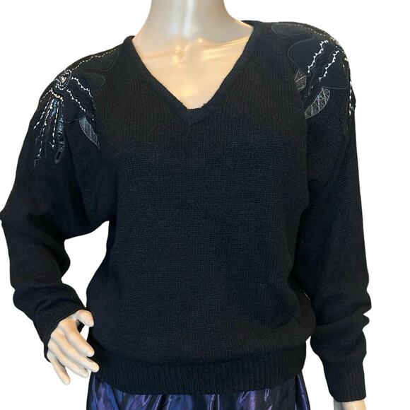 VTG 90's IB Diffusion Women's SZ S Embellished Sweater-Silk Angora Lambs Wool - Picture 1 of 16